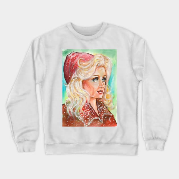 Dolly Parton Crewneck Sweatshirt by Svetlana Pelin